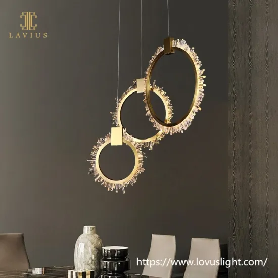 Small classical crystal ring gold brass modern design custom crystal chandelier for living room