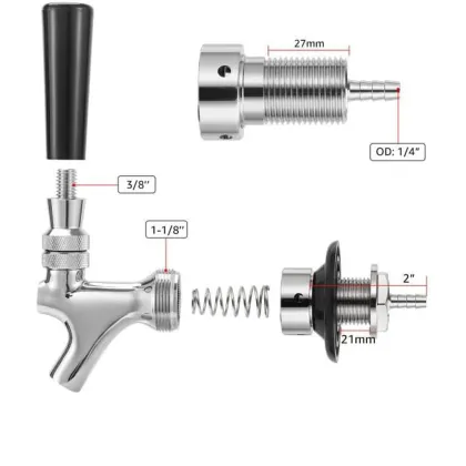 Stainless Core Kegerator Tap - No Leak, No Drip, No Stick Beer Faucet