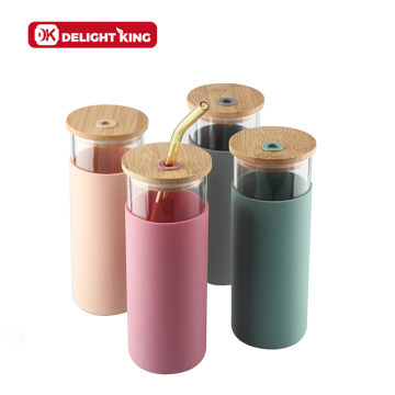 Vehicle Glass Water Bottle for Driving withStraw