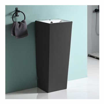 Matt Black Floor-Mounted One-Piece Bathroom Sink