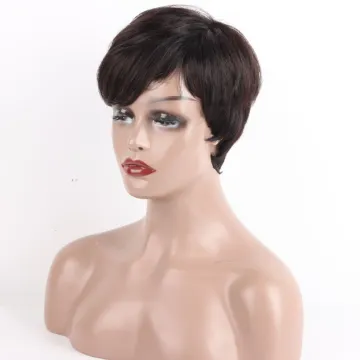finger wave short Brazilian   100% human wigs pixie short wigs for black women