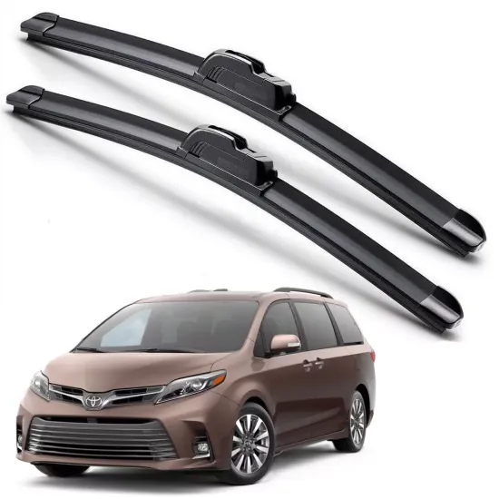 2011-2020 Toyota Sienna Frameless Soft Flat Wiper Blades J-HOOK Silicone Set of 3