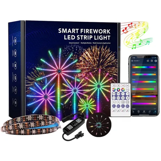 Smart Music Sync Remote App Control Firework LED Strip Light Bar Kit for Festive Parties and Decor