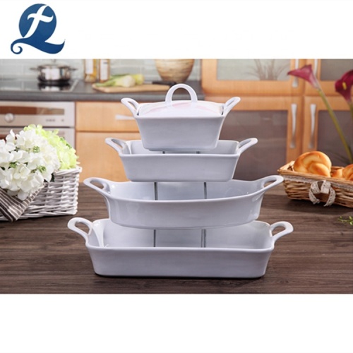 High quality square ceramic tray baking bakeware