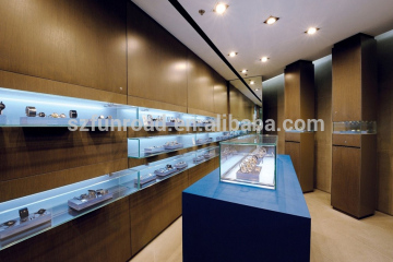 2016 new design wall mounted glass watch display showcase with LED light for exchibition