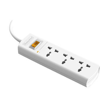 Universal Power Strip with 3 Sockets and Surge Protection
