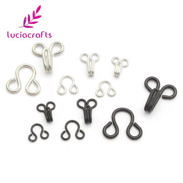 Lucia crafts 10set Silver/Black 13/16/23mm Metal Hook Buckle Collar Hook Clasp Hidden Button Clothing Accessories G1212