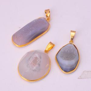 Natural Gemstone Grey Agate Pendant