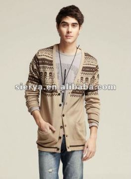 plus size men's cotton jacquard knitted cardigan sweater