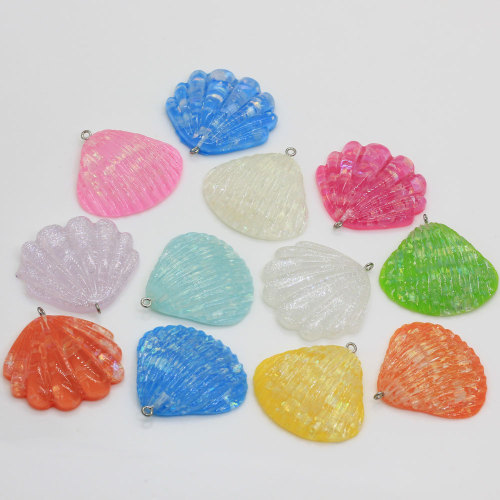 Colorful Glitter Shell Cabochon With Hanging Hole Mini Resin Charms For Kids Toy Decor Beads Slime Hanging Ornaments