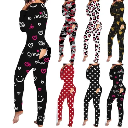 Women's Christmas Onesie Pajamas with Butt Flap
