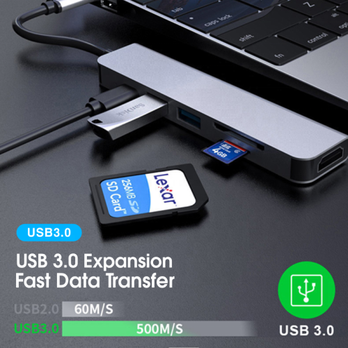 6 em 1 laptop pequeno hub USB