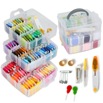WT Brand 3 Floors 150 Colors Floss Cross Stitch Kit with Embroidery Threads and Tools