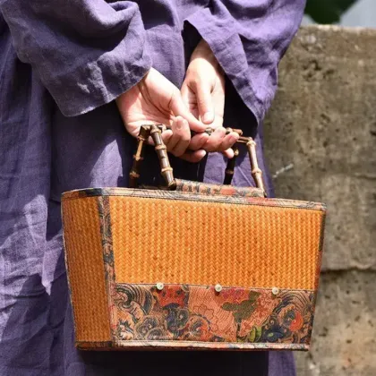 Sustainable Artisan Bamboo Weaving Bag for Travel