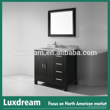 36" Solid Wood Bathroom Vanity with Mrable Top - Espresso