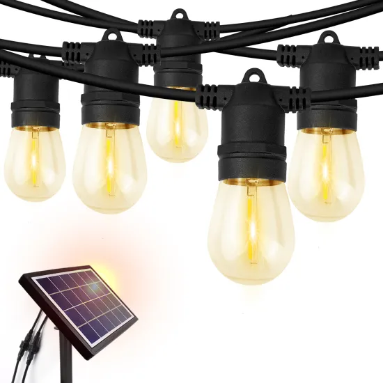 Super Bright Solar String Lights: 100FT 30 Bulbs 6W 4 Modes 4000mAh Outdoor Clear Globe