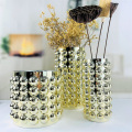 Cylinder Glass Vase With Metallic Embossed Golden Ball