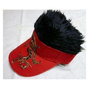 Wholesale Golf Visor with Haris/ Fur with Chinese Dragon Pattern