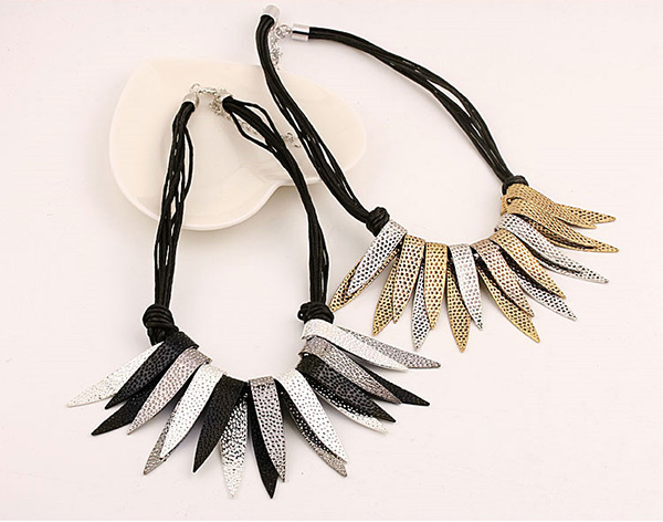 Alloy Collar Necklace Jewelry With Fringe Leaf Leaves Tassel Necklace Jewelry