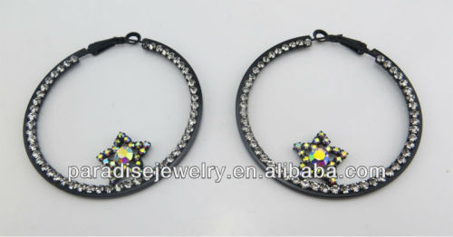 2013 Nice Design cheap rhinestone hoop earrings for girls E-21170
