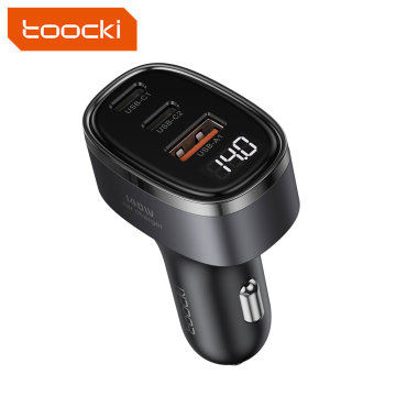 Toocki Best-selling High-Power 140W Car Charger with Atmosphere Light and Triple Interface Fast Charging for Laptops
