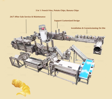 Patates kızartması için yumai tam otomatik dondurulmuş gıda üretim hattı (100kg-500kg/saat)