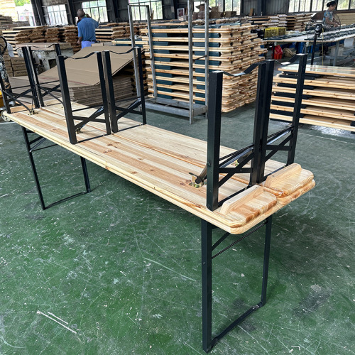 Natural Outdoor Beer Table and Bench Set