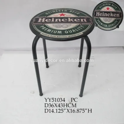 Round metal decorative chair, Beer brand metal round stool,
