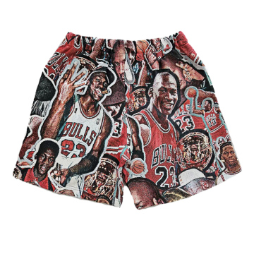 2024 Men's Breathable Tapestry Shorts: Customizable Basketball Sports Stars Blankets with Light Wash Pattern