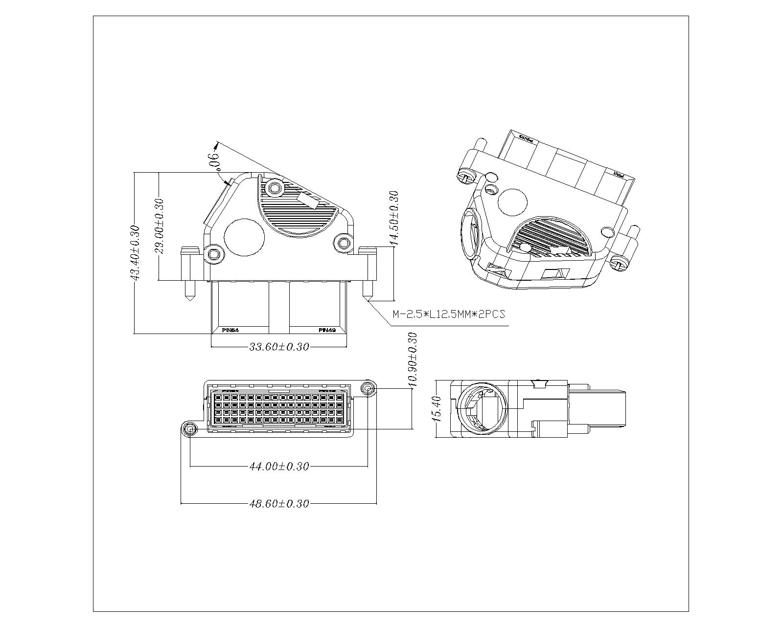 Vdsl 4a64xcbs5x 2 00mm Vdsl 64p Idc Cable Connector