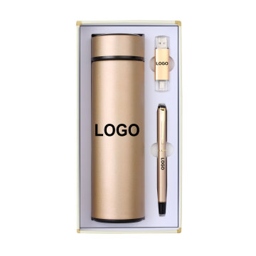 Corporate Small Luxury USB LED Flask Coffee Mug Gift Sets for Business Christmas and New Year Celebrations