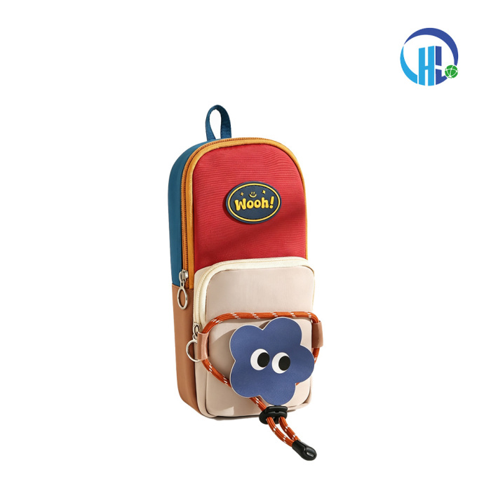 Kotak pensil blok warna ransel kecil retro