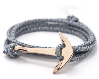 Alibaba popular sell jewelry silver charm logo/brand engraved red multi nautical rope bracelet for men and women