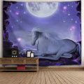 Unicórnio Roxo Tapeçaria Lua Noite Galáxia Tapeçaria Animal Tapeçaria para Sala de estar Quarto Casa Dormitório Decoração