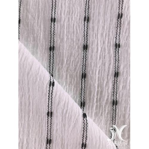 White Black Stripes Crepe Fabric