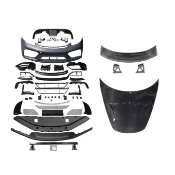 Auto Tuning PP Plastic Front Bumper Assembly with Rear Spoiler and Engine Hood Kit for Porsche 718/982 GT4 Upgrade