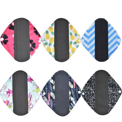 Bamboo Charcoal Reusable Cloth Pads for Women - Washable Menstrual Napkins