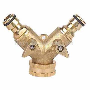 Brass Y hose connector with valve