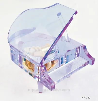 Purple Transparent Fantasy K9 Crystal Glass Piano Music Box