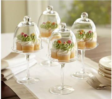 Tall Anqique glass pedestal stand dome