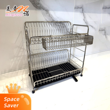 Égouttoir à vaisselle étroit et large à double couche galvanisé