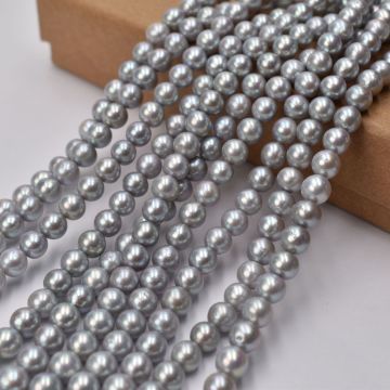 4A Grad 7-8mm natürliche graue Süßwasserperlen - lose runde Perlen für DIY -Schmuck