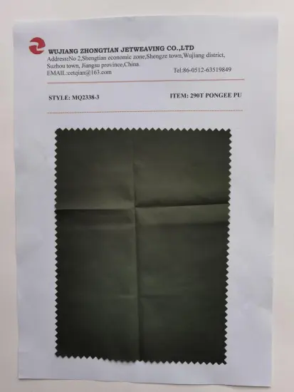 100% Polyester 290t Pongee pu