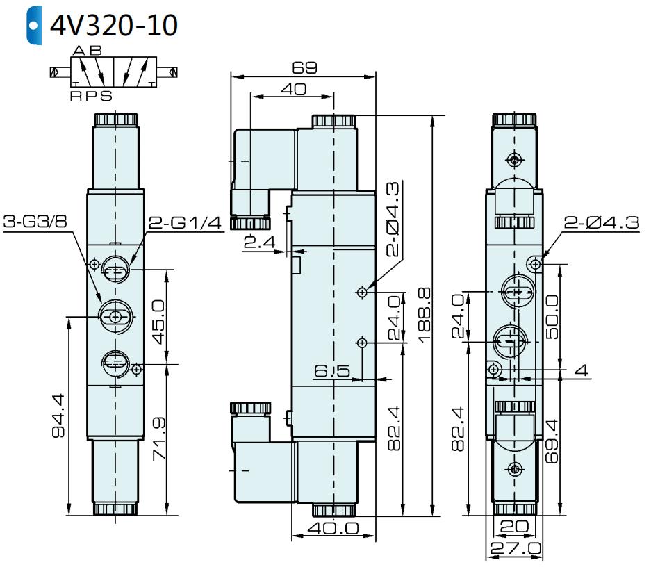 G3/8'' 4V320-10 AirTAC Type Solenoid Valve