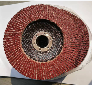 Red abrasive flap disc grinding stainless steel