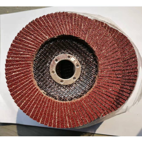 Red abrasive flap disc grinding stainless steel