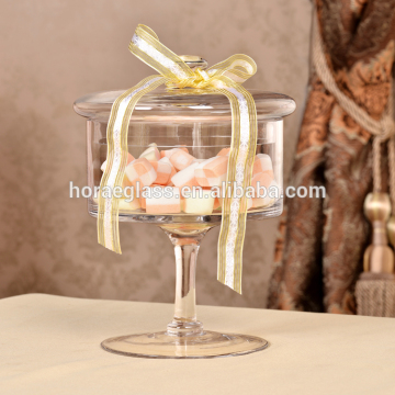 Hot sale leadfree glass ,Cone-shape clear glass bell jar with glass base,glass cake dome
