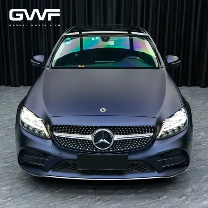 Matte Black Phantom Blue ppf color wrap