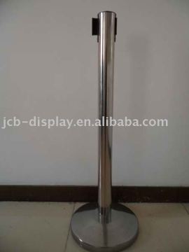 polished stainless steel post with red belt tensabarrier