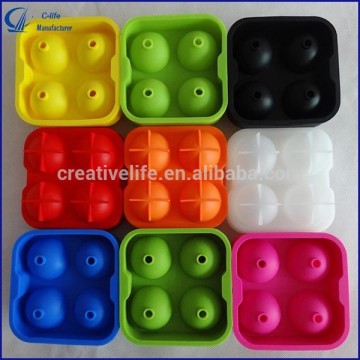 Amazon Hot Selling Round Ice Balls Maker Ice Cube Tray Four Large Sphere Molds for Whiskey Cocktails